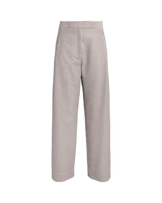 ME+EM Gray Seersucker Stripe Wide-Leg Trousers