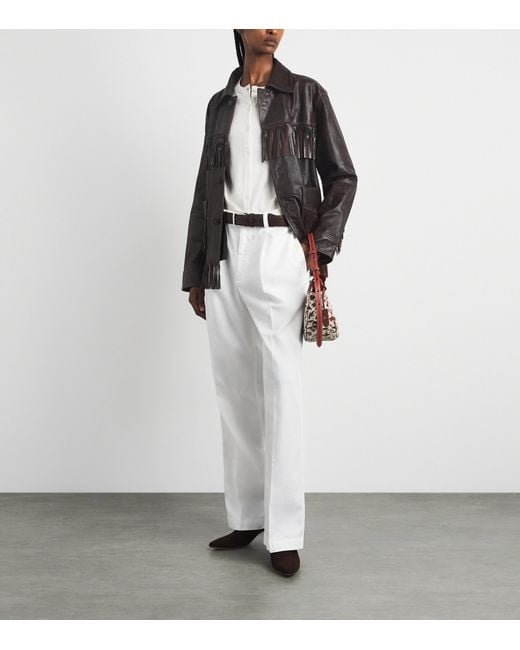 Polo Ralph Lauren Black Fringed Leather Jacket