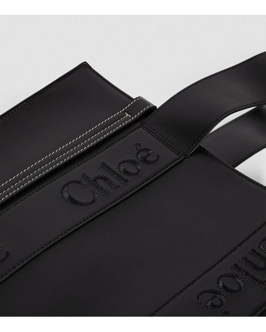Chloé Black Medium Leather Woody Tote Bag