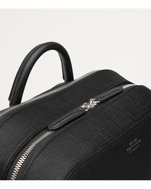 Smythson Black Grained Leather Panama Backpack for men