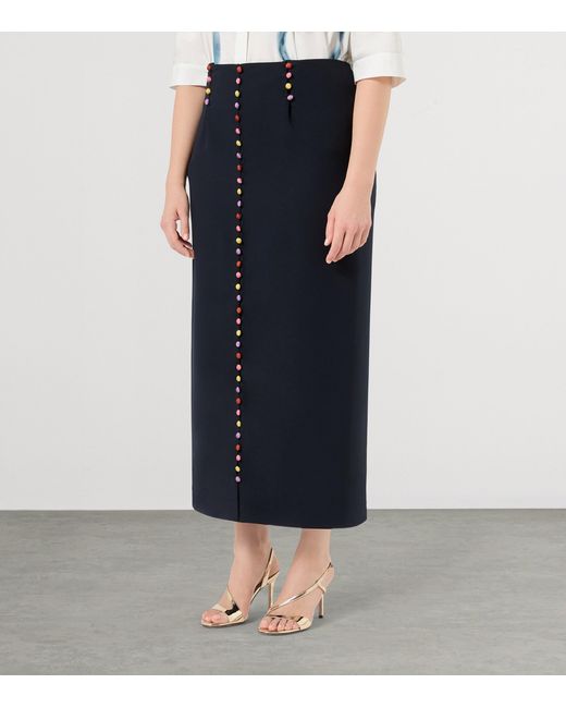 Marina Rinaldi Blue Embellished Midi Skirt