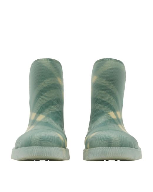 Burberry Green Check Marsh Rain Boots for men