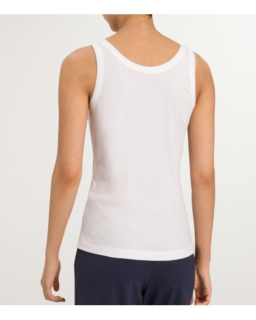 Hanro White Cotton-Stretch Tank Top