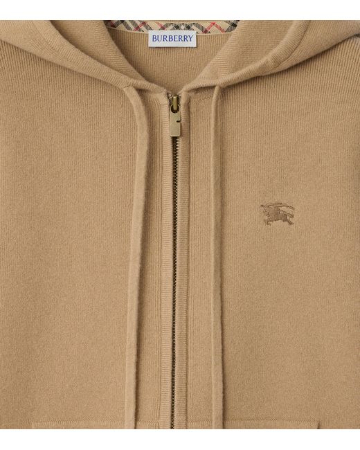 Burberry Natural Cashmere-Blend Zip-Up Hoodie