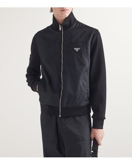 Prada Blue Re-Nylon Zip-Up Sweatshirt for men