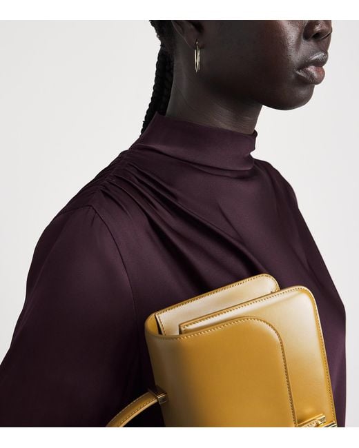 Vince Purple Satin Cowl-Neck Blouse