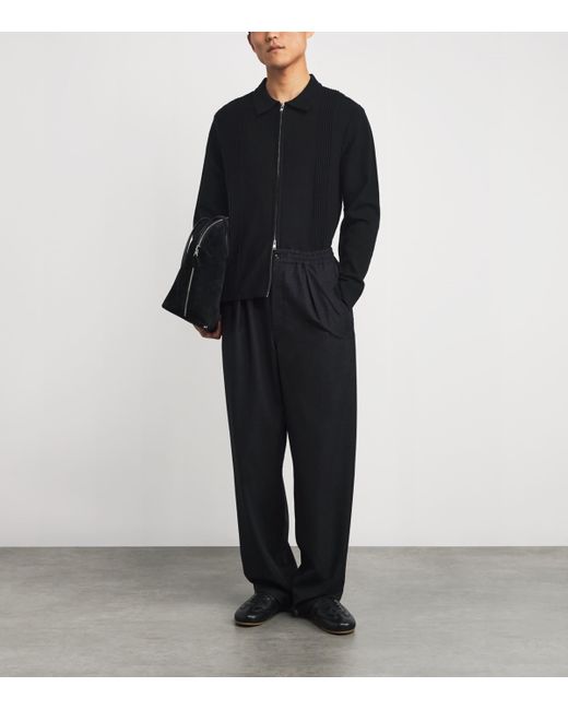 Wax London Black Cotton-Cashmere Lennox Shirt Jacket for men