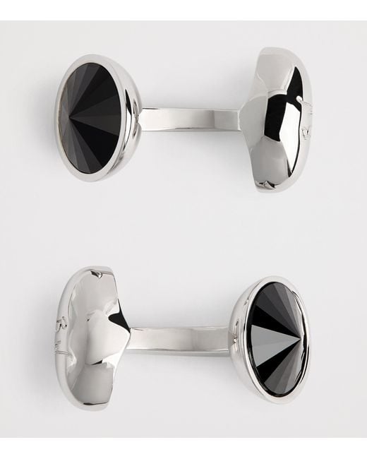 Babette Wasserman Black Rhodium-Plated Embellished Galileo Cufflinks for men