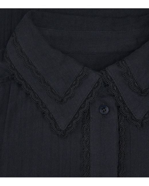 ME+EM Black Cotton Cheesecloth Blouse