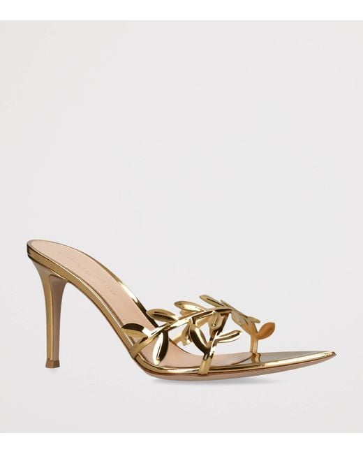 Gianvito Rossi Metallic Leather Flavia Heeled Sandals 85