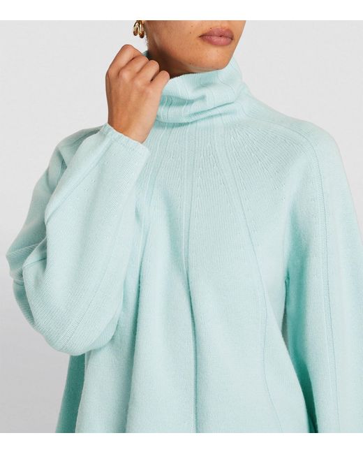 Joseph Blue Soft Wool Cropped High-neck Sweater