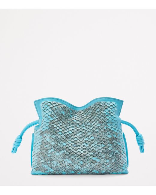 Loewe Blue Mini Snakeskin Scales Flamenco Clutch