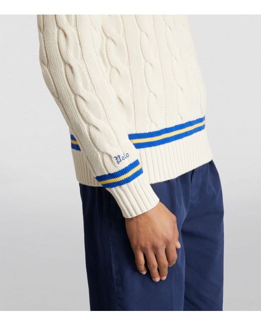 Polo Ralph Lauren White Cable-knit Cricket Sweater for men