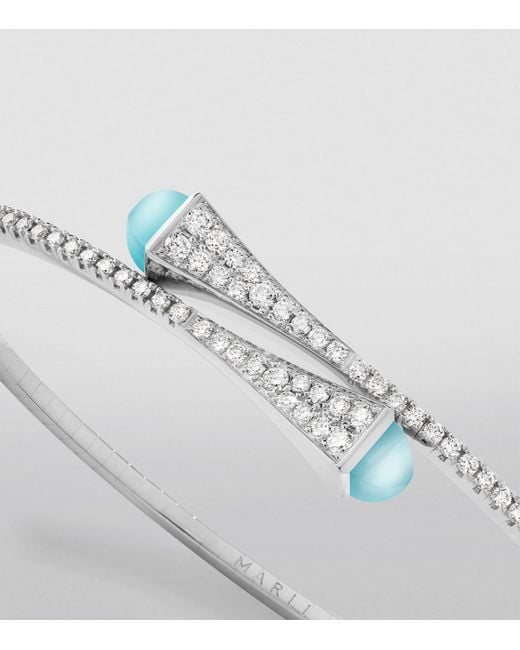Marli New York White Diamond And Sea Chalcedony Slip-On Bracelet