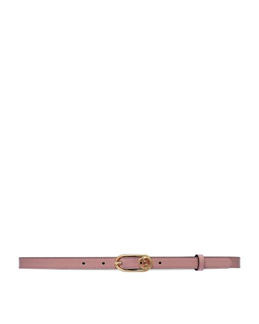 Gucci Pink Leather Interlocking G Belt