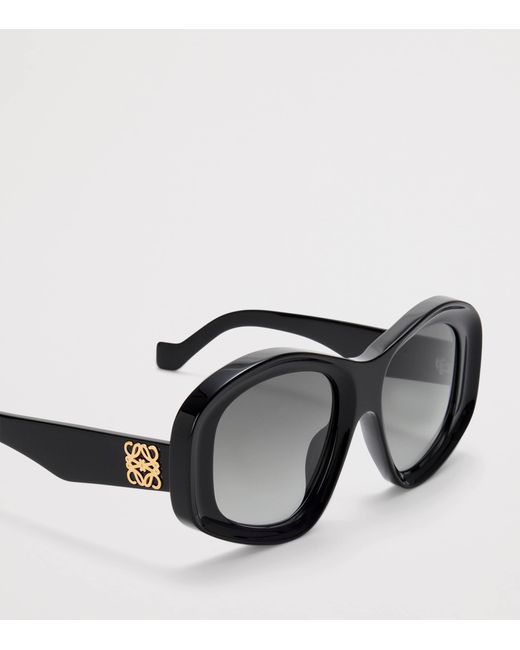 Loewe Black Acetate Pentagon Bevelled Sunglasses