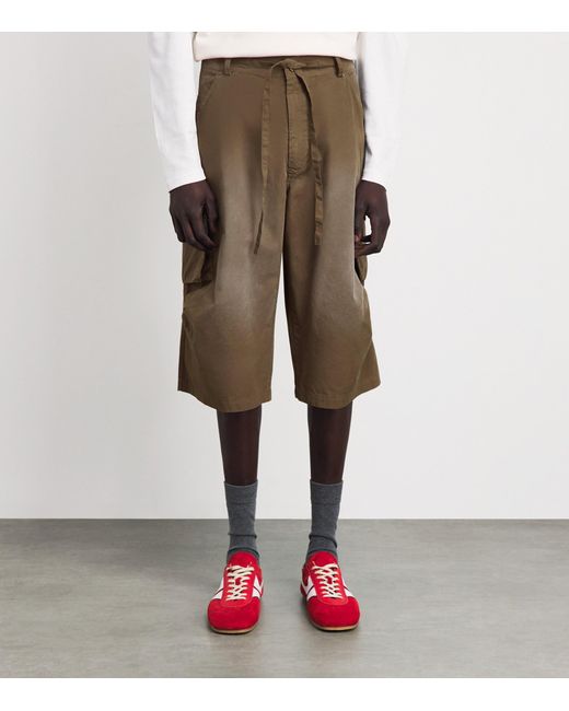 424 Green Cotton Cargo Bermuda Shorts for men