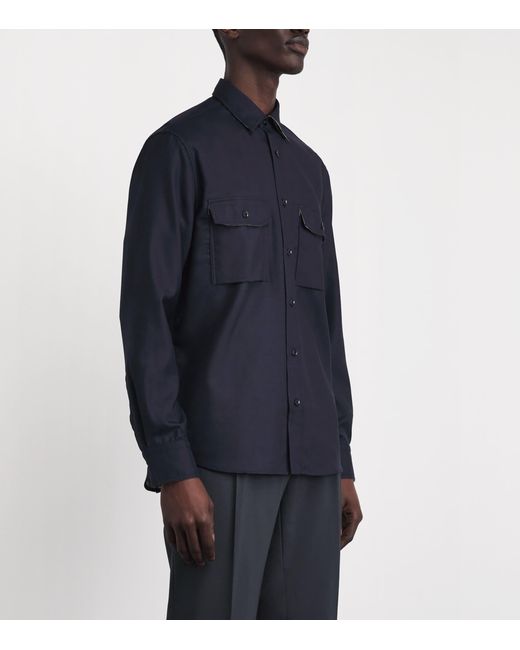 Brioni Blue Wool Overshirt for men