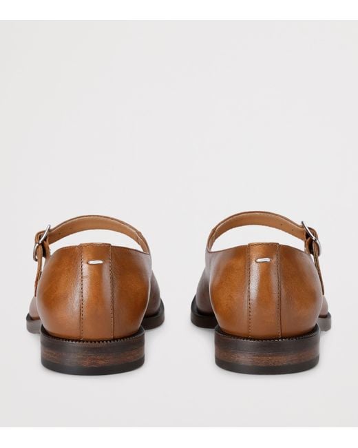 Maison Margiela Brown Sun-Bleached Leather Tabi Mary Jane Shoes