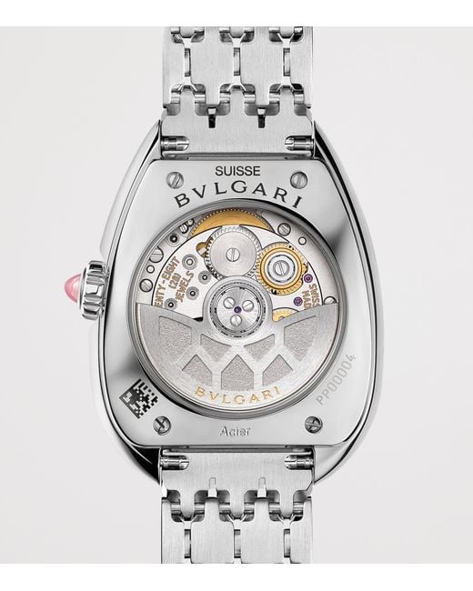 BVLGARI White Stainless Steel And Diamond Serpenti Seduttori Watch