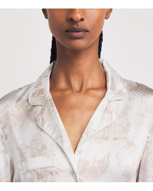 Derek Rose White Silk Toile Pyjama Set