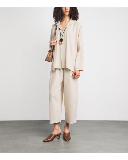 Eskandar Natural Virgin Wool-Cashmere Double Stand-Collar Shirt