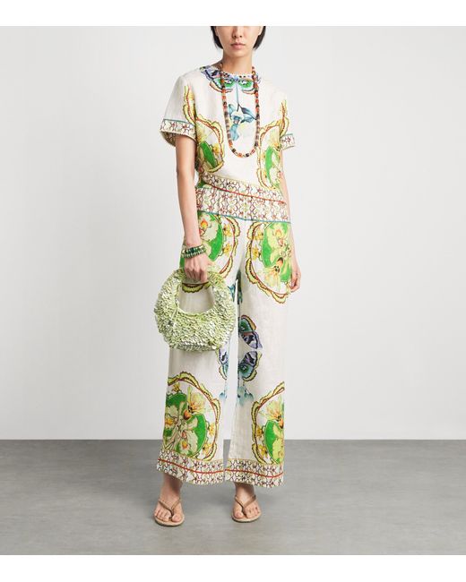 Lug Von Siga Green Printed Madison Wide-Leg Trousers