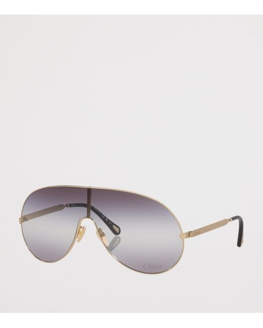 Chloé Gray Metal Aly Shield Sunglasses