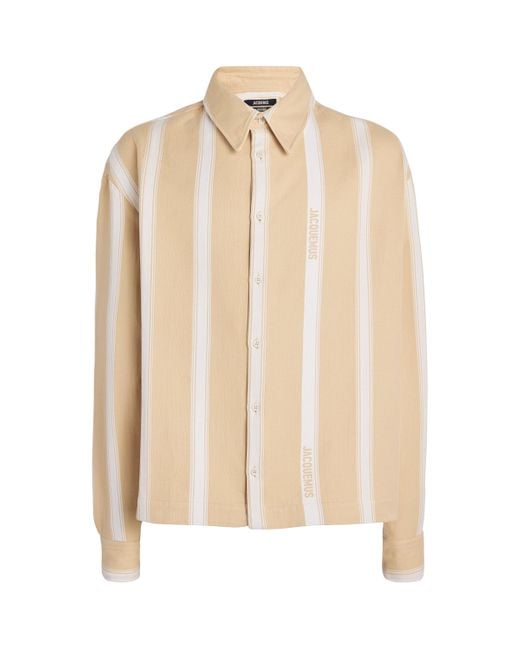 Jacquemus Natural Cotton-Silk Striped Papier Shirt for men