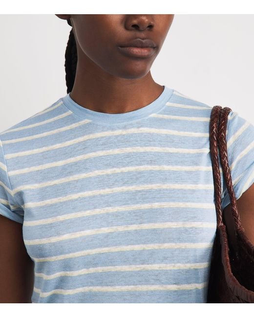 FRAME Blue Linen-Blend The Baby Tee