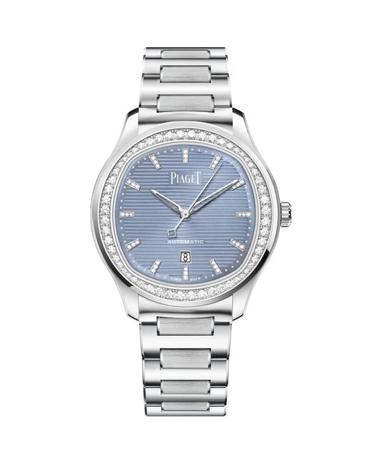 Piaget Metallic Stainless Steel And Diamond Polo Date Watch 36mm