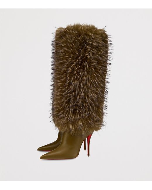 Christian Louboutin Green Yangzee Leather Knee-High Boots 100