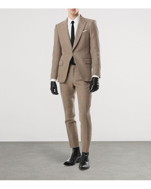 Tom Ford Brown Virgin Wool-Blend Sequinned Blazer for men
