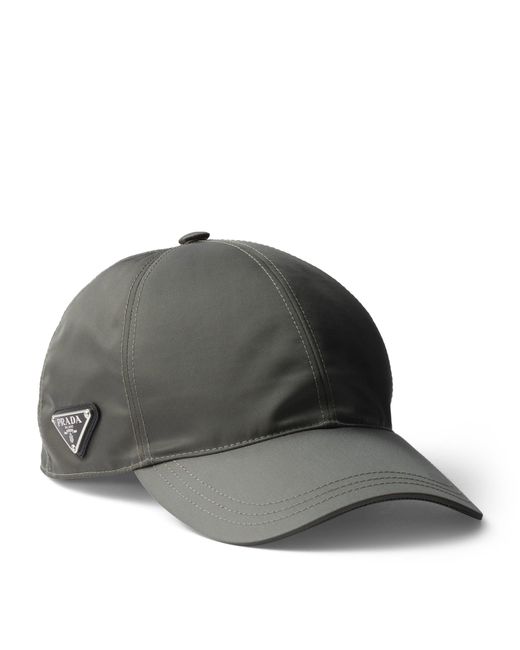 Prada Gray Re-Nylon Baseball Cap for men