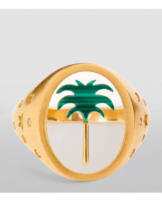 L'Atelier Nawbar Metallic And Diamond Biladi Palm 2.0 Ring