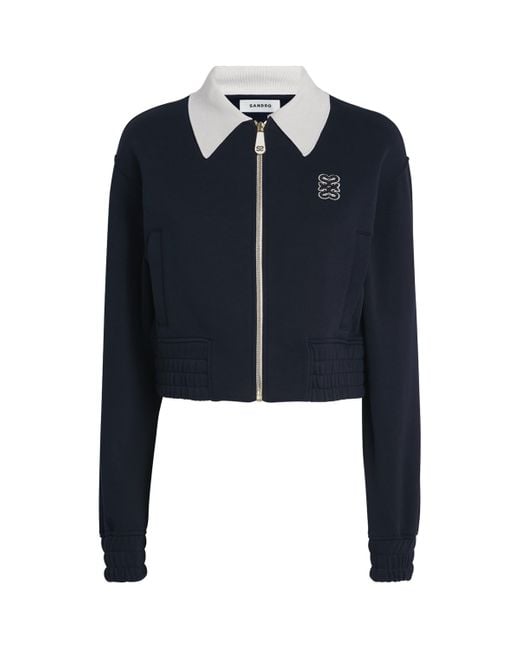 Sandro Blue Cropped Dual-Tone Sweatshirt