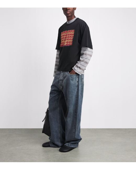 Won Hundred Black Oversized Houston Kisses T-Shirt for men