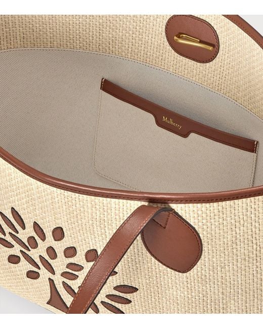 Mulberry Natural Small Raffia-Leather Tree Tote Bag