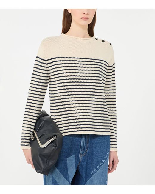 Weekend by Maxmara Black Cotton-Blend Stripe Sweater
