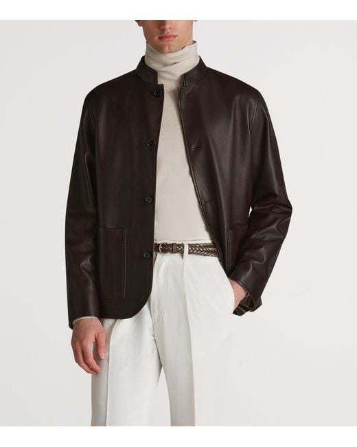 Dunhill Brown Leather Driving Jacket for men