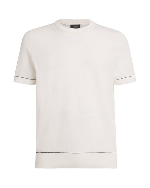 Brioni White Sea Island Cotton Knitted T-Shirt for men
