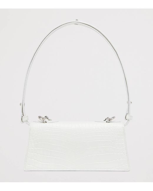 McQueen White Leather Skull Four-Ring Top-Handle Bag