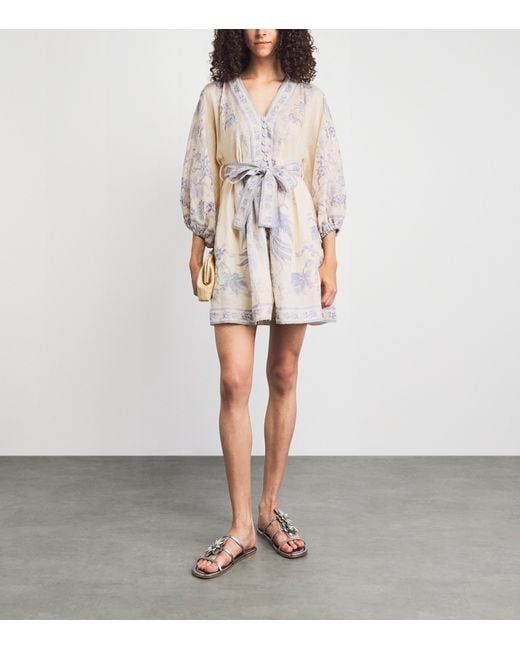 Zimmermann White Linen Indra Plunge Mini Dress