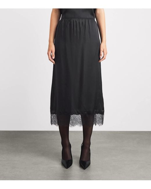 Anine Bing Black Silk-Blend Shelby Midi Skirt