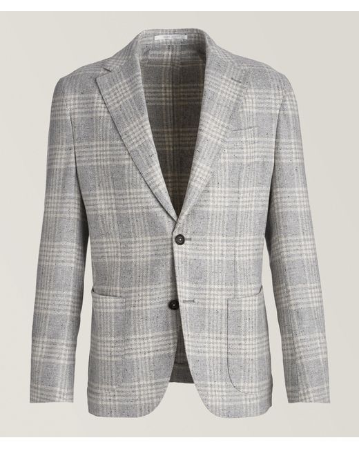 Eleventy Gray Check Wool-Cashmere Sport Jacket for men
