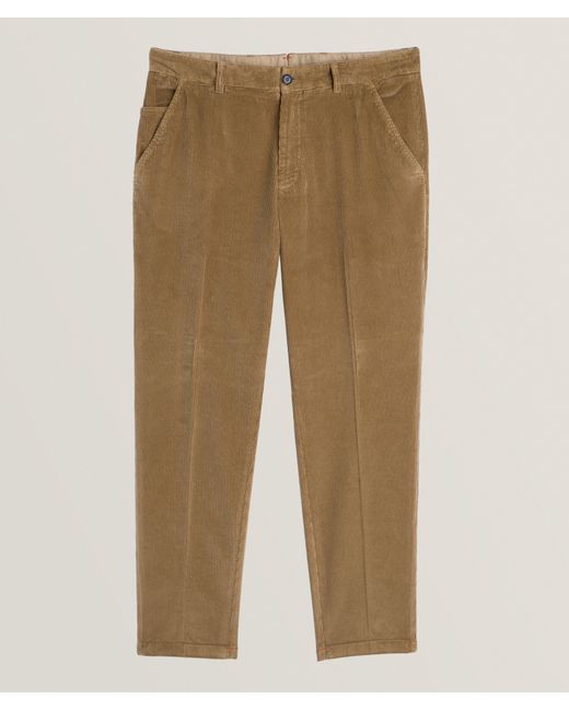 Isaia Natural Corduroy Cotton-Stretch Pants for men