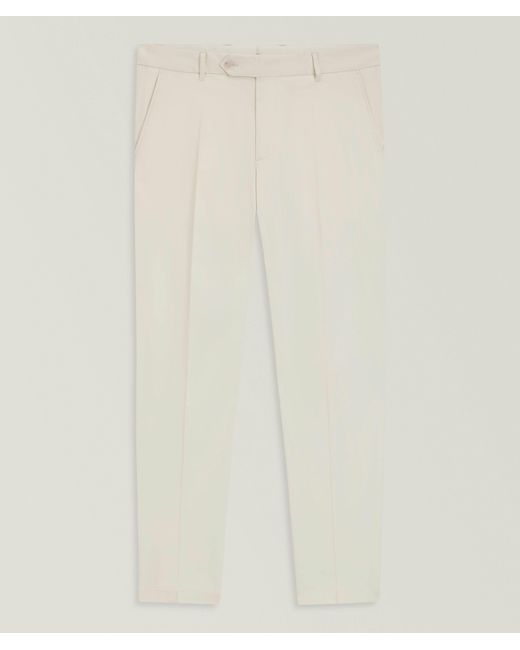 Boss White Lyocell-Cotton Tapered Pants for men