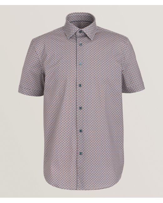 Bugatchi Purple Geometric-Print Stretch-Cotton Shirt for men
