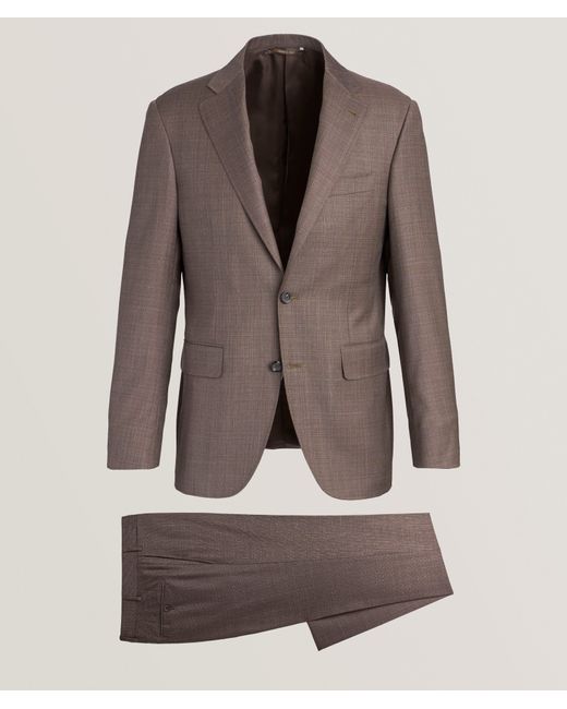 Canali Brown Kei Check Wool Suit for men