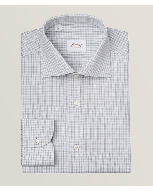 Brioni Gray Brioni Check Cotton Shirt for men